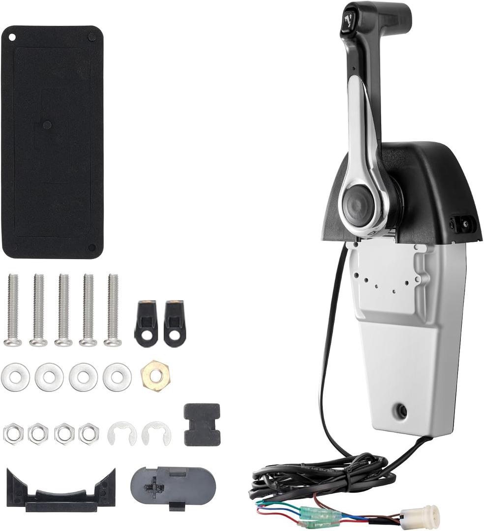 VEVOR Boat Throttle Control, 704-48205-P1 Top-Mounted Outboard Remote Control Box for Yamaha 4-Stroke, Marine Throttle Control Box with Power Trim Switch and 4.6 ft Harness with 5 Pin Connector