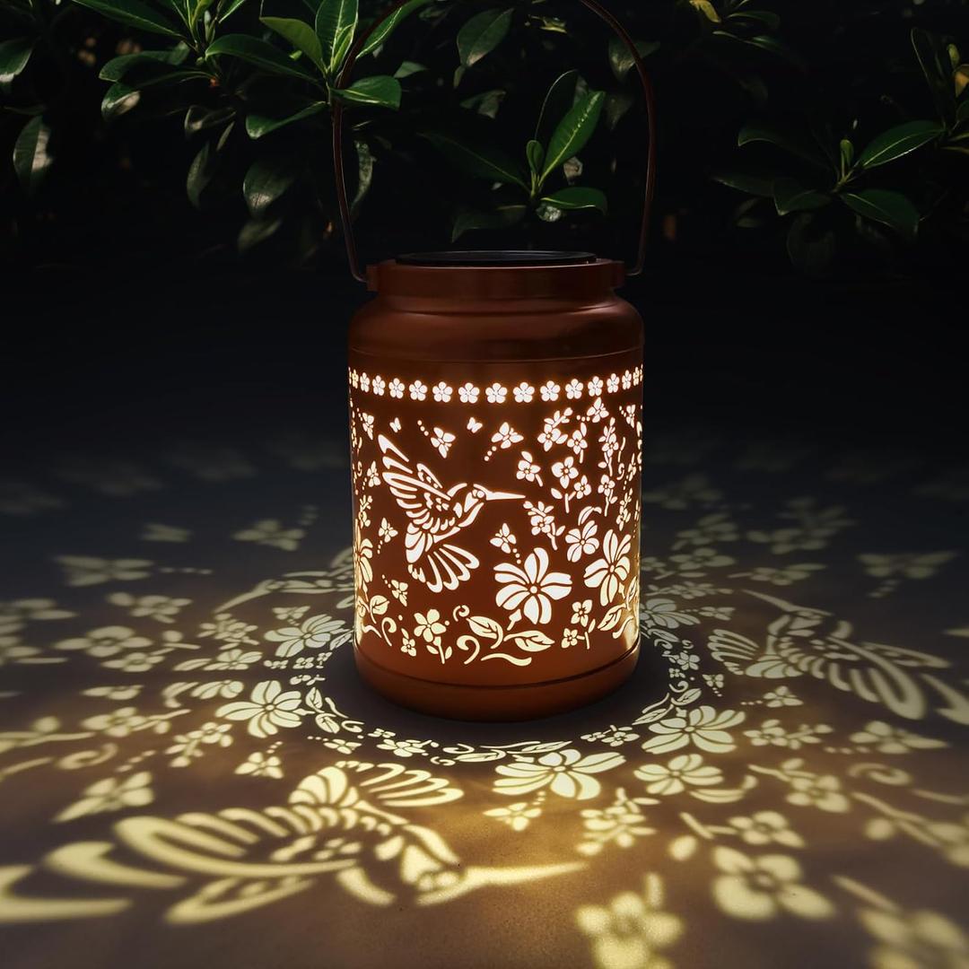 Designs Elegant Waterproof Hanging Solar Lanterns ,Perfect Outdoor Decor for Garden,Patio,Pathway,Yard, Ideal Birthday, Christmas,Thanksgiving Gifts for Women,Mom and Grandma (Hummingbird)