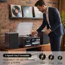 10-in-1 Vintage Record Player with Bluetooth Input & Output, Classic Sound for Modern Homes, 3-Speed Turntable, CD/Cassette, USB/SD/MMC, AM/FM Radio, Dual External Stereo Speakers & Remote