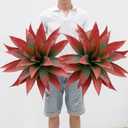 Artificial Agave Plants,Large UV Resistant Fake Agave Planters for Indoor and Outdoor Decorating Artificial Plants for Outdoors Fake Plants 2Pack, 28" Red
