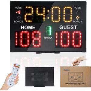 Portable Digital Scoreboard with Remote, LED Electronic Score Keeper, Battery Powered Basketball Score Board, Outdoor Scoreboard for Indoor Outdoor Courts & Sports Events, tyle Name: Standard, without tripod
