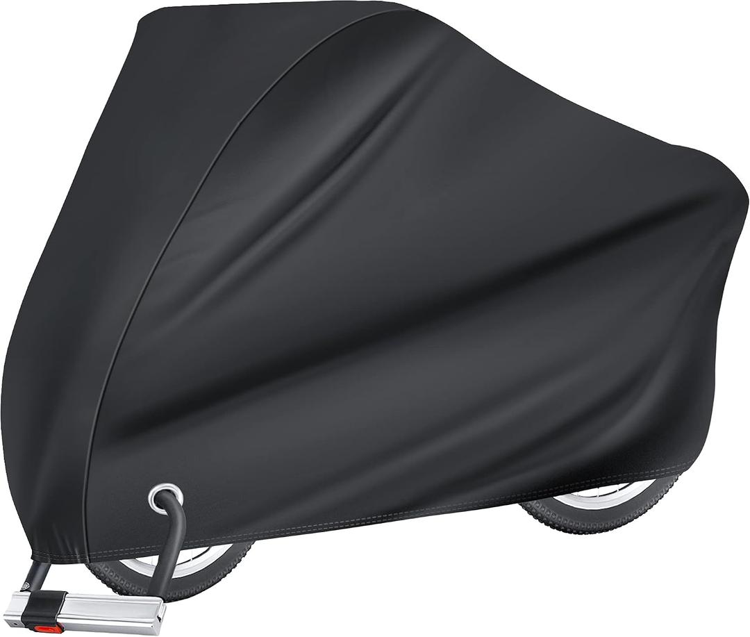 Puroma Bike Cover for 1 Bikes, Waterproof Outdoor Storage Bicycle Covers Rain Sun UV Dust Wind Proof with Lock Hole for Mountain Road Electric Bike, Basic Black, 190T - XL Size for 1 Bike