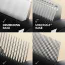 4-in-1 Cat Brush for Shedding, Undercoat Dog Grooming Rake for Deshedding Dematting, Hair Removal Comb Brush for Long & Short Haired Indoor Pets