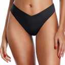 Zmart Women Cheeky Bikini Bottoms V Cut Swim Bottom High Cut Swimsuit Low Waist Low Rise Bathing Suit (X-Small, Black)