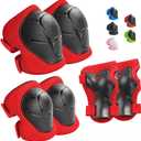 Kids Protective Gear Set Knee Pads for Kids 3-14 Years Toddler Knee and Elbow Pads with Wrist Guards 3 in 1 for Skating Cycling Bike Rollerblading Scooter (Red)