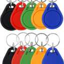 Colorful 10-Piece RFID Key Fob IC Cards, 13.56MHz Proximity Key Tag Tokens Suitable for Smart Door Lock Access Control Systems, Read-Only, Non-Writable