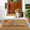 Yinhua Colorful Birds Coir Door Mat, Heavy Duty Welcome Mat with Non-Slip Rubber Backing, Low Pile Front Door Mats for Outside Entrance, Natural Entry Mats Coconut Fiber Surface for Porch 17"x30"