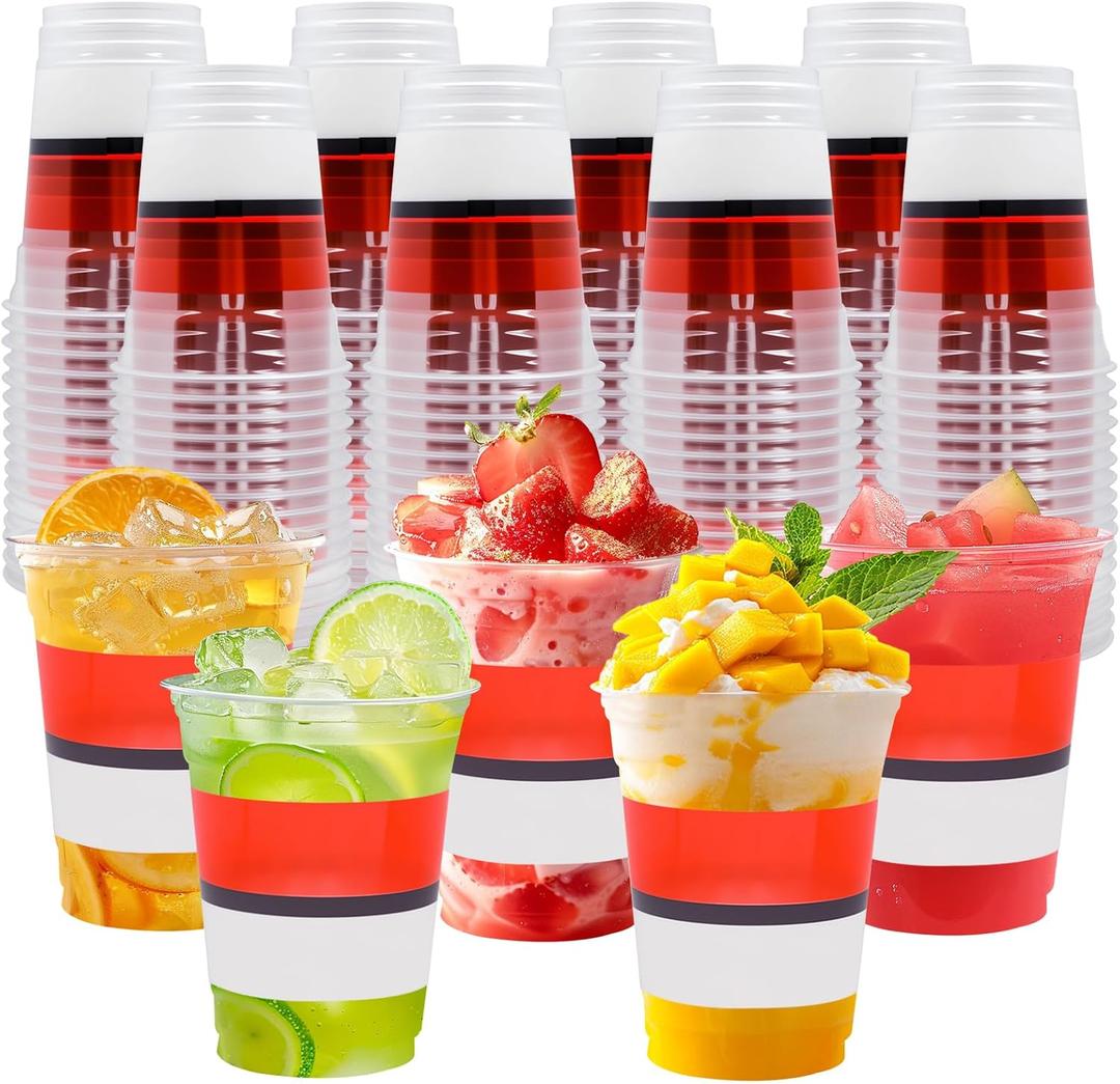 50 Pcs Cartoon Animation Plastic Cups,12OZ Red White Themed Drinking Cups Cartoon Party Decoration for Kids Birthday Baby Shower Party Supplies