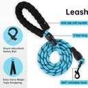 IVY&LANE No Pull Dog Harness for Medium Dogs, Dog Vest Harness with Leash, Safety Belt and Storage Strap, Fully Adjustable, 360 Reflective Strip, Soft Handle (Blue, M)