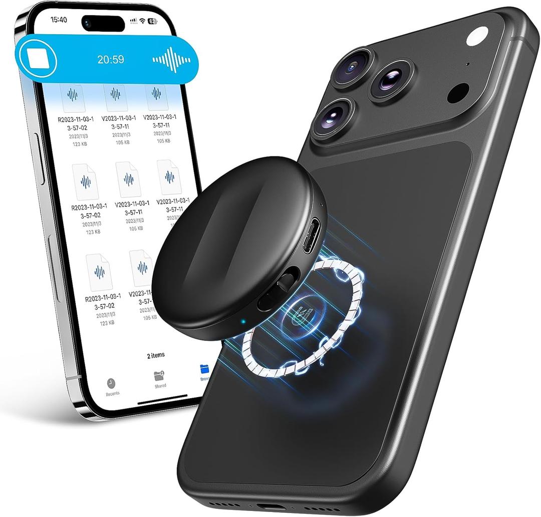 128GB Natesukii Magnetic Voice Activated Recorder - 9800Hrs Recording Device Dictaphone with Playback for Lecture Meeting, Digital Voice Recorder with Al-Intelligent Triple Noise Cancellation, Black