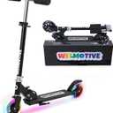 Kick Scooter for 3+Years Old Boys & Girls Lightweight, Foldable, Aluminum Frame, and Adjustable Handlebars, Rear Brake, and Flashing Light up Wheels Black