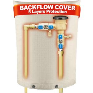 Backflow Preventer Cover Insulated Pouch (5F),The Original Pipe Insulation Cover, Pressure Vacuum Breaker Cover,Winter Outdoor Sprinkler CoverThicken 5 Layers of Material(17" W x 20" H) (Beige)