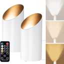 Brightown LED SpotLights - 2 Pack Uplighting Floor Can Lights with Remote and Timer, 3 Color Temperatures & Dimmable, 2 Lighting Modes for Wall Picture Painting Plants Indoor Accent Lighting, White