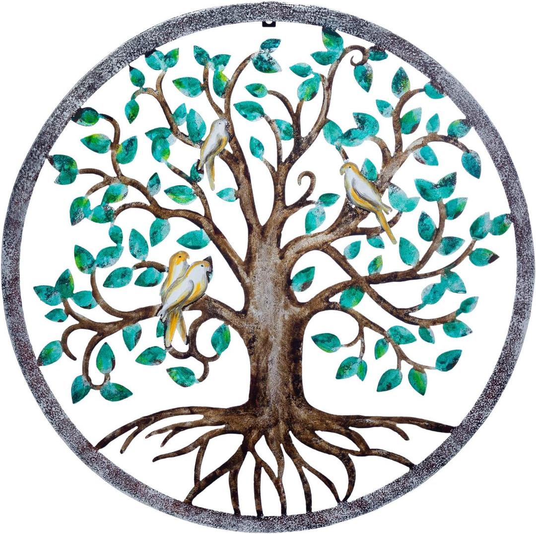 CHINDEUISYUT 23 Inches Large Tree of Life Wall Art Metal Wall Decor, B, 23'' x 23''