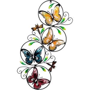 RCJSKJ Metal Butterfly Wall Decor, Indoor Outdoor Wall Art Sculpture,Metal Butterfly Wall Sculpture Decorative Home Accent (37inches) (37L" x 19W")