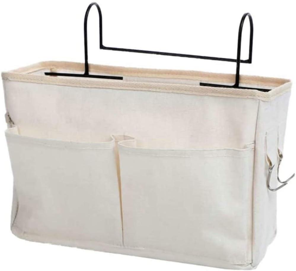 Bedside Storage Basket, Door Hanging Organizer, Storage Bag for Books, Phones- for Office, Home Storage-White