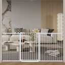 Fairy Baby 38" Extra Tall Dog Gates Indoor, 81.9"-84.6" Extra Wide Baby Gates for Large Openings, Metal Auto Close Safety Child Gate Indoor, Pressure Mounted Pet Gate No Climb Fence, White