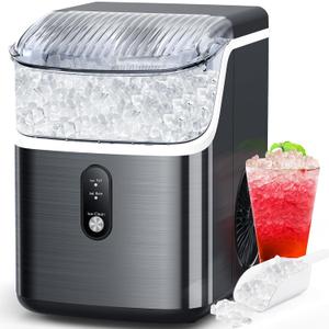 COWSAR Nugget Ice Makers Countertop Soft Chewable Pellet Ice Machine with Auto-Cleaning Function, 35Lbs/24H, Portable Ice Makers for Kitchen, Office, HomeBlack (Stainless Steel Black)