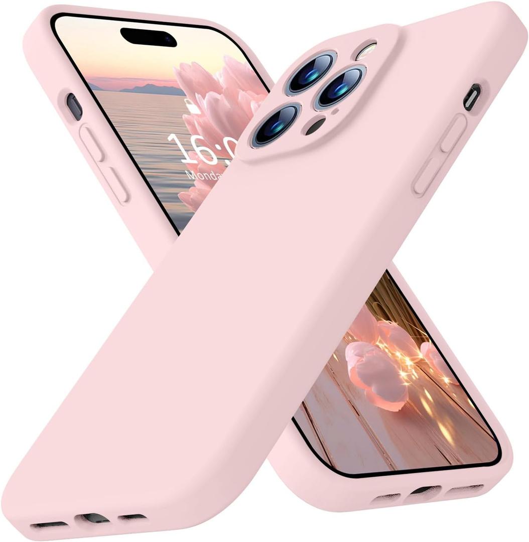 Ktele Compatible with iPhone 14 Pro Case, Silicone Upgraded [Camera Protection] [Soft Microfiber Lining] Full Covered Slim Gel Rubber Case for iPhone 14 Pro 6.1 inch (Chalk Pink)