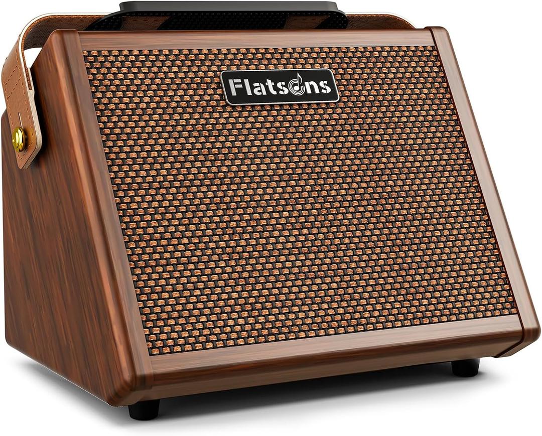 Flatsons Crush20 Acoustic Guitar Amp, 20W Mic/Guitar Amplifier with Reverb, 2-Band EQ, Rechargeable 8H Battery Life, Advanced Dual-chip Wireless Portable Speaker for 6.35mm Microphone/Acoustic Guitars