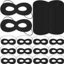 Coume 60 Pcs Halloween Black Felt Eye Half Masks Bulk Costumes Masquerade Hero Cosplay Adjustable Dress up for Men Women Party