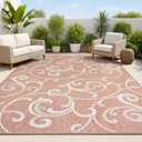 JONATHAN Y All-Over Scroll Indoor Outdoor Area Rug 4X6 Salmon/Cream, Maribel Traditional Classic for Backyard, Patio, Porch, Easy-Cleaning, High Traffic, Pet-Friendly, Non-Shedding (TSN205A-4)