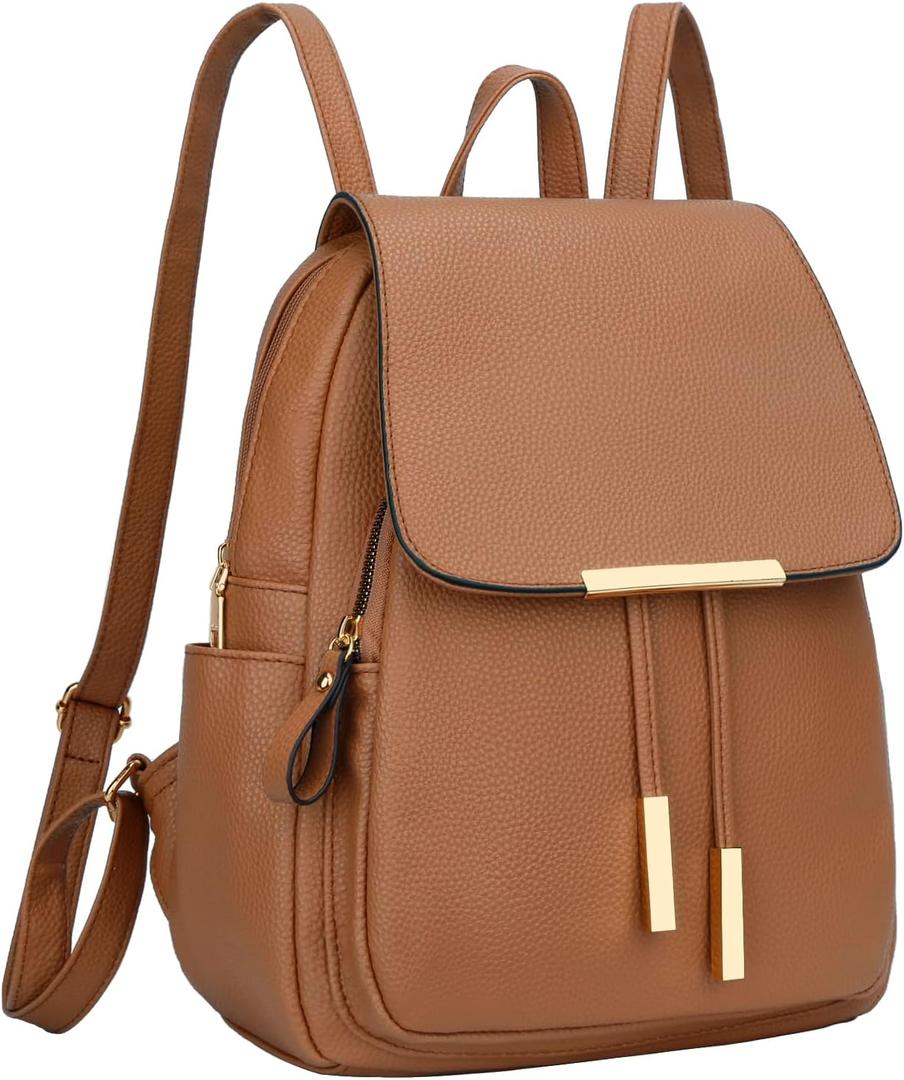 KKXIU Trendy Leather Backpack Purse for Women and Ladies Shoulder Travel Daypacks Bags (A-Brown)