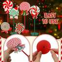 Geelin 10 Pcs Candy Cane Shape Christmas Decorations Wooden Candys Table Centerpiece Sign Decor Xmas Red and Green Tiered Tray for Home Desk Office Party Supplies Decor (Christmas Candy)