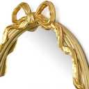 Oval Wall Mirror with Gold Finish, Iron Frame with Decorative Bow Design, Elegant Vintage Style