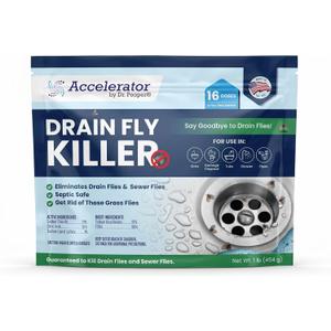 Drain Fly Killer Powder Eliminates Drain Flies & Sewer Flies in Drains, Sinks, Showers Fast-Acting Treatment - Septic Safe & Made in USA