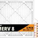 Tiger Tough 24x24x1 Air Filter MERV 8 MPR 600-800, High-Performance Pleated HVAC AC Furnace Filter Replacement for Home, 6-Pack