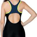beautyin Swimsuit Women Boyleg One Piece Water Aerobic Competitive Bathing Suit (Black) M