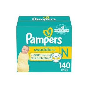 Pampers Swaddlers Diapers, Size 0 (up to 10 lbs), 140 Count, Absorbent, Keeps Baby Dry and Comfortable, Skin Safe Disposable Baby Diaper 