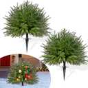 Artificial Christmas Tree for Outdoor Front Porch Decor, Real Touch Christmas Topiary, Realistic Potted Fake Faux Tree Plants for Indoor Garden Holiday Winter Decoration (23.6" Norfolk Topiary)