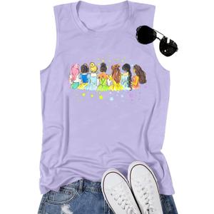 Magical Tank Tops Women: Magic Princess Shirt Cute Magic Kingdom Tshirt Family Vacation Trip Sleeveless Tanks Tops (X-Large, Light Purple)