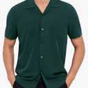 Men's Short Sleeve Button Down Shirt Cuban Collar Anti-Wrinkle Shirt Casual Summer Beach Shirt, Size: XL