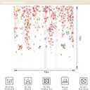 Riyidecor Pink Cherry Blossom Shower Curtain for Bathroom Decor 72Wx72H Asian Weeping Flower Birds Butterfly Japanese Sakura Floral Cute Art Printed Fabric Polyester Waterproof 12 Pack Metal Hooks