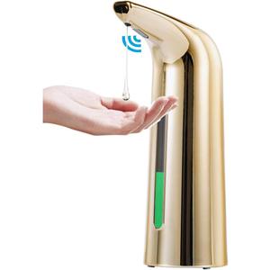 Automatic Liquid Soap Dispenser with Infrared Sensor,Adjustable Hand Sanitizer Pump, Battery Operated Soap Dispenser for Bathroom,Kitchen(Gold)