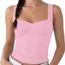 AURUZA Womens Going Out Tank Tops Sweetheart Neck Double Lined Backless Crop Top Sleeveless Y2K Party Top (Pink, S)