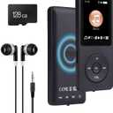 MP3 Player with Bluetooth 5.2 HiFi Sound, with Built-in Speaker/FM Radio/Voice Recorder/E-Book, Lossless Sound Multifunctional Mini Design Ideal for Sport Running (Earphones Included) (black)