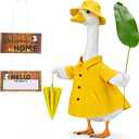 Spring Porch Goose Raincoat Outfits for 23 inch Geese Statue, 5 Pcs Clothes Raincoat Umbrella Hat Personalized Sign Leaf, Garden Outdoor Yard Lawn Patio Decor