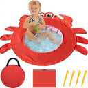 RunNico Pop Up Beach Pool, Portable Toddler Beach Pit with Water Bag and Storage Bag, Cute Shape Beach Pool Puddle for Outdoor Summer Beach Camping Traveling Vacation (Crab)