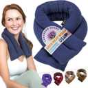 SunnyBay Microwave Heating Pad, Microwavable Heated Neck and Shoulder Wrap, Soothing Weighted Moist Heat or Ice Pack with Flaxseed and Lavender, 26x5 Inches, 2.5 lbs, Navy Blue