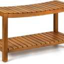 Upolana Teak Shower Bench, 32" Solid Wood Shower Stool for Inside Shower to Sit On, Wooden Bathroom Shower Seat Waterproof, 32 x 14 x 20 inches