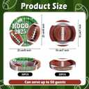 50PCS Homecoming Football Plates Kit 9 Inch Rugby Theme 2025 Homecoming Plates 7 Inch Disposable Football Round Trays for Sports Fans Tableware for Gameday Tailgate School Decor Supplies