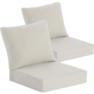 Goodgoods 25 x 25 Outdoor Patio Deep Seat Cushions 2-Pack, 1000+ Hours Fade-Resistant & Water-Resistant Outdoor Furniture Chair Cushions with 30D High-Resilience Foam for Sofa Chair, Light Gray, 25''x25''x5.5''