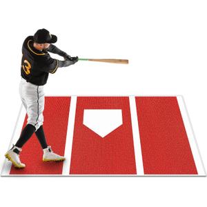 6 x 4 FT Baseball Hitting Mat, Portable Batting Mat with Home Plate | Non-Slip TPR Backing, Home Plate Stance Guide, Ideal for Baseball Hitting, Softball Batting, Outdoor & Indoor Practice