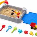 Excavator Sandbox with Lid, 2 Diggers, Dump Truck & Sand Toys, Sandbox without Umbrella