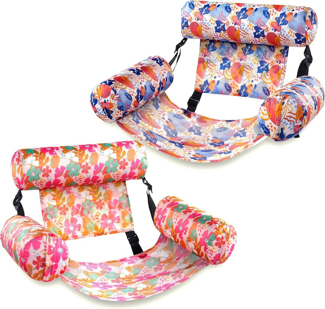 SLOOSH Inflatable Pool Floats Adult,2 Packs Floating Lounge Chairs,Blow up Pool Noodles for Adult Heavy Duty,Floating Chair for Party Summer Water Beach Lake Fun