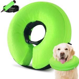 Inflatable Dog Cone Collar, Cone for Dogs to Stop Licking, Donut Collar After Surgery, Soft Dog Cone Alternative, Cones Collar for Small Medium Large Dogs (Green, M (Neck 9"-13"))